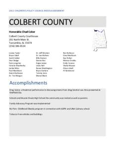 2011 CHILDREN’S POLICY COUNCIL NEEDS ASSESSMENT  COLBERT COUNTY  Honorable Chad Coker  Colbert County Courthouse  201 North Main St.  