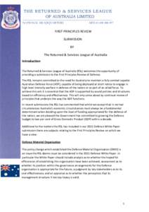 THE RETURNED & SERVICES LEAGUE OF AUSTRALIA LIMITED NATIONAL HEADQUARTERS ABN[removed]