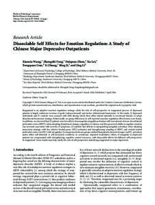 Dissociable Self Effects for Emotion Regulation: A Study of Chinese Major Depressive Outpatients