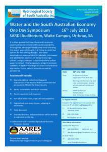 HydSoc_Water and SA Economy seminar