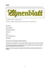 Inhalt  - ein Windows-Programm zur Ahnenforschung Dirk Böttcher -  - www.ahnenblatt.de - www.ahnenblatt.com Beschreibung Benutzeroberfläche