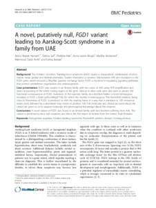 A novel, putatively null, FGD1 variant leading to Aarskog-Scott syndrome in a family from UAE