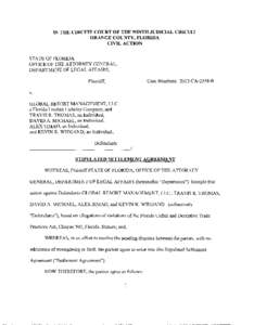 IN THE CIRCUIT COURT OF THE NINTH JUDICIAL CIRCUIT ORANGE COUNTY, FLORIDA CIVIL ACTION STATE OF FLORIDA OFFICE OF THE ATTORNEY GENERAL, DEPARTMENT OF LEGAL AFFAIRS,