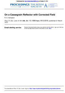 Downloaded from rspa.royalsocietypublishing.org on October 31, 2013  On a Cassegrain Reflector with Corrected Field