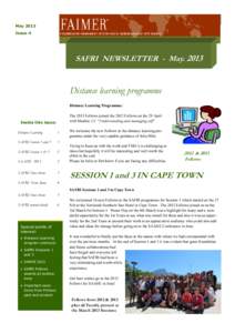 May 2013 Issue 4 SAFRI NEWSLETTER - May[removed]Distance learning programme