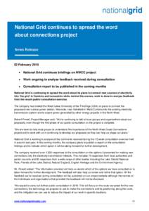 National Grid continues to spread the word about connections project 02 February 2015 