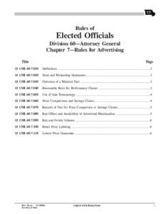 Rules of  Elected Officials Division 60—Attorney General Chapter 7—Rules for Advertising Title