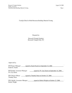 Industrial hygiene / Occupational safety and health / Evaluation / Quality assurance / United States Environmental Protection Agency / Environmental Technology Verification Program / RTI International / Indoor air quality / Volatile organic compound / Pollution / Building biology / Environment