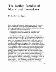 The Earthly Paradise of Morris and Burne:Jones by Lesley A Baker There has always been some disagreement as to the common ground of William Morris and Edward Burne-J ones. J ulia