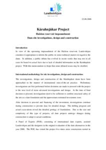 [removed]Kárahnjúkar Project Halslon reservoir impoundment Dam site investigations, design and construction