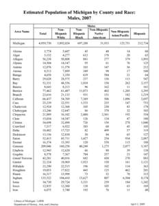 Estimated Population of Michigan by County and Race: Males, 2007 Area Name Michigan Alcona