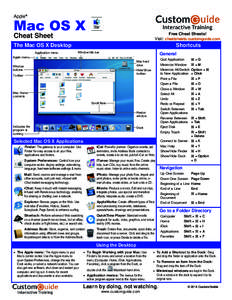Apple®  Mac OS X Free Cheat Sheets! Visit: cheatsheets.customguide.com