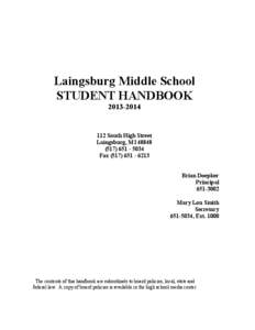 Laingsburg Middle School STUDENT HANDBOOK[removed]