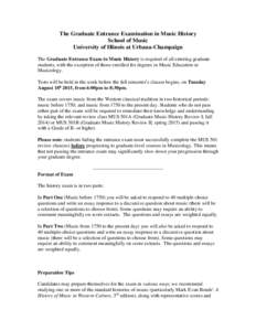 The Graduate Entrance Examination in Music Theory