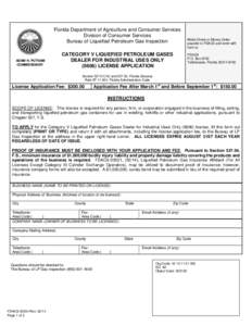 Florida Department of Agriculture and Consumer Services Division of Consumer Services Bureau of Liquefied Petroleum Gas Inspection ADAM H. PUTNAM COMMISSIONER