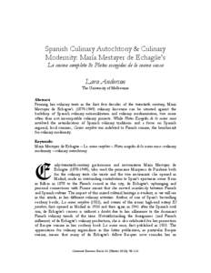 Spanish Culinary Autochtony & Culinary Modernity: María Mestayer de Echagüe’s La cocina completa & Platos escogidos de la cocina vasca