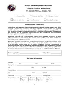 WBE Employment Application