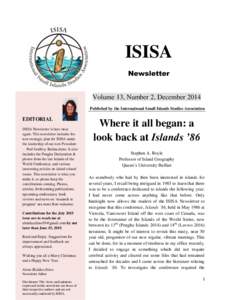 ISISA Newsletter Volume 13, Number 2, December 2014 Published by the International Small Islands Studies Association