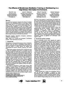 The Effects of Mindfulness Meditation Training on Multitasking in a High-Stress Information Environment