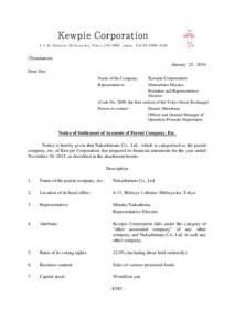 Microsoft Word - Notice of Settlement of Accounts of Parent Company, Etc..DOC