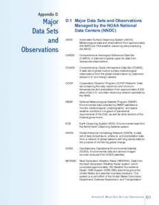 Appendix D.  Major Data Sets and Observations