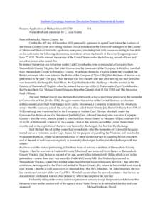 Southern Campaign American Revolution Pension Statements & Rosters Pension Application of Michael David S12729 Transcribed and annotated by C. Leon Harris. VA