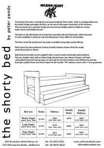 by peter sands  The Shorty bed series is designed and made locally by Peter Sands. Peter is strongly influenced by Danish design principles and this can be seen in the sparse clean lines of his furniture. They are based 