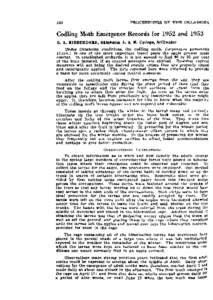 Codling Moth Emergence Records for 1952 and 1953