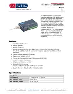 USB Relay Module Model Number: ACCUSB-RELAY Page 1 Rev. 1  The USB Relay Module is a portable data