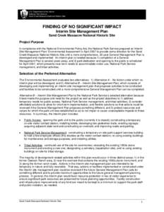 Prediction / Evaluation / Environmental design / Environmental impact assessment / Sustainable development / National Historic Preservation Act / Environmental impact statement / Sand Creek Massacre National Historic Site / National Park Service / Impact assessment / Environment / Historic preservation