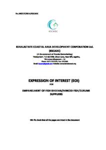 No.3457/F/2014/KSCADC  KERALASTATE COASTAL AREA DEVELOPMENT CORPORATION Ltd. (KSCADC) (A Government of Kerala Undertaking) ‘Makayiram