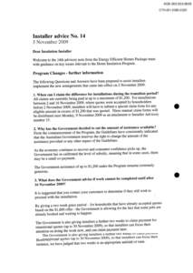 AGS[removed]CTH[removed]Installer advice No[removed]November 2009 Dear Insulation Installer