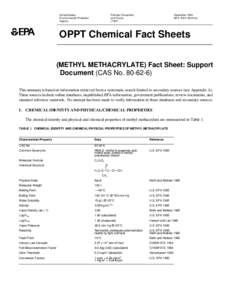 US EPA, OPPT Chemical Fact Sheets: Methyl Support Document