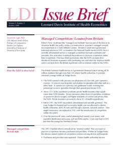 LDI Issue Brief Volume 5, Number 2 October 1999 Leonard Davis Institute of Health Economics