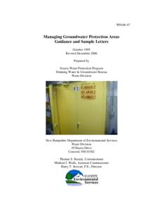 WD[removed]Managing Groundwater Protection Areas Guidance and Sample Letters October 1995 Revised December 2006