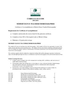 Modern Dance Teacher/Choreographer Certificate of Accomplishment[removed]Curriculum Guide - Ohlone College