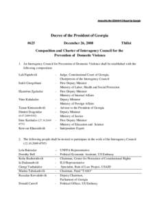 Annex 8 to the CEDAW 4-5 Report by Georgia  Decree of the President of Georgia #625  December 26, 2008