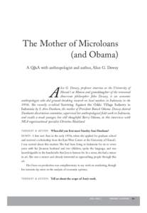 i-T&A2012Dewey2_Q&A_Layout[removed]:03 PM Page 54  The Mother of Microloans (and Obama) A Q&A with anthropologist and author, Alice G. Dewey