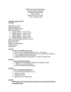 Butte County Commission Regular Meeting Agenda Commission Meeting Room 839 5th Avenue Belle Fourche, SDPhone: 