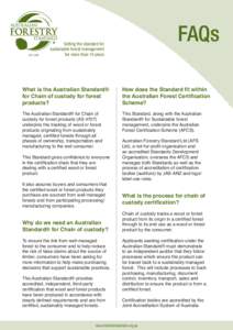 EST[removed]FAQs Setting the standard for sustainable forest management