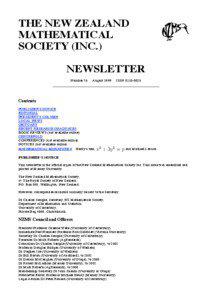 THE NEW ZEALAND MATHEMATICAL SOCIETY (INC.)