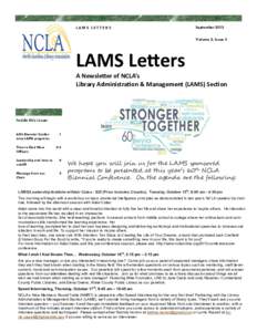 LAMS LETTERS  September 2013 Volume 2, Issue 3  LAMS Letters