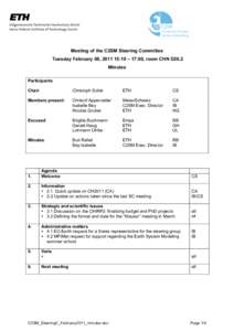 Meeting of the C2SM Steering Committee Tuesday February 08, :10 – 17:00, room CHN D26.2 Minutes Participants Chair: