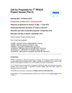 Preparatory access – Call for proposals