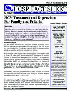 Side Effect Management: HCV Treatmentand Depression - For Family and Friends