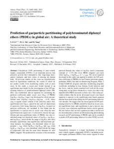 Atmos. Chem. Phys., 15, 1669–1681, 2015 www.atmos-chem-phys.net[removed]doi:[removed]acp[removed] © Author(s[removed]CC Attribution 3.0 License.  Prediction of gas/particle partitioning of polybrominated diphe