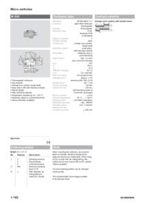 Micro switches M 630 Technical data  18,3