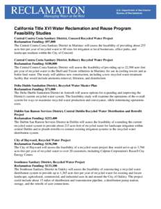 Water / Water supply / Water treatment / Organic gardening / Reclaimed water / recycling / Water reclamation / Central Contra Costa Sanitary District / Environment / Sustainability / Sewerage