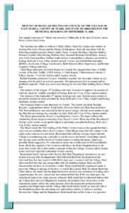 MINUTES OF REGULAR MEETING OF COUNCIL OF THE VILLAGE OF EAST SPARTA, COUNTY OF STARK AND STATE OF OHIO HELD IN THE MUNICIPAL BUILDING ON SEPTEMBER 15, 2008. The regular start time of 7:00pm was moved to 5:00pm due to the