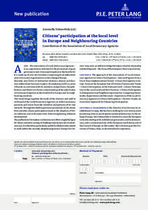 New publication Antonella Valmorbida (ed.) Citizens’ participation at the local level in Europe and Neighbouring Countries Contribution of the Association of Local Democracy Agencies